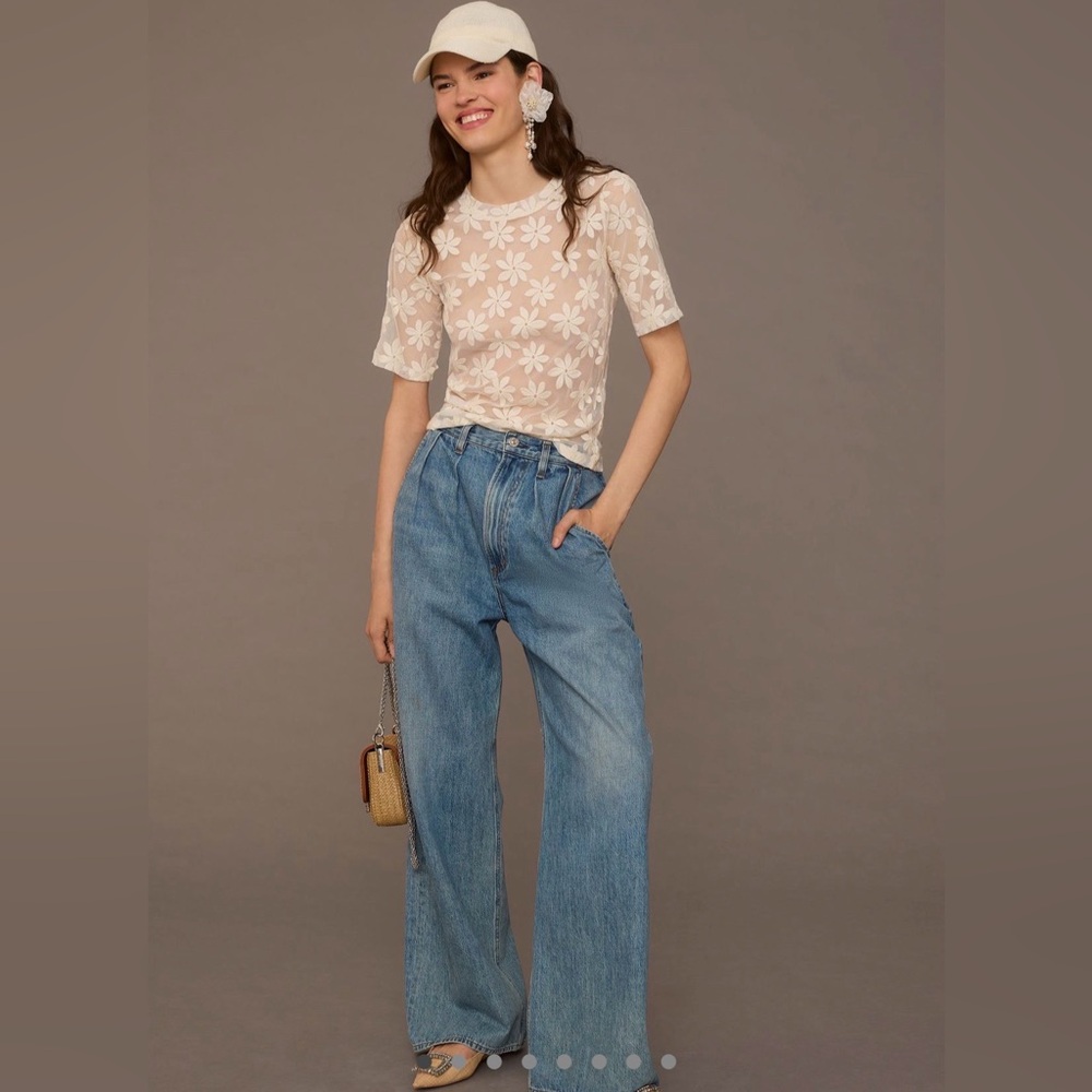Porridge daisy sheer lace top